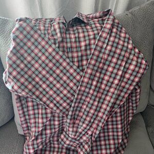 GAP Red Plaid Long Sleeve Button Down Shirt XXL 100% Cotton